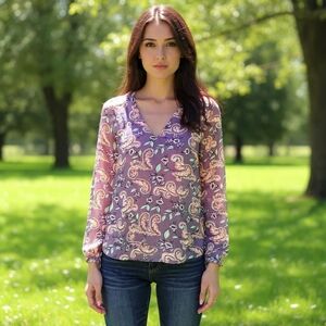 LOFT Long Sleeve Floral Blouse – Size M